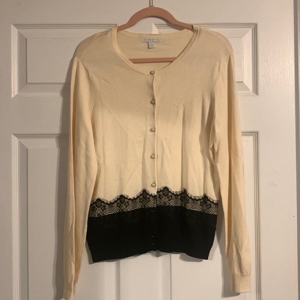 Cream and Black Lace Cardigan